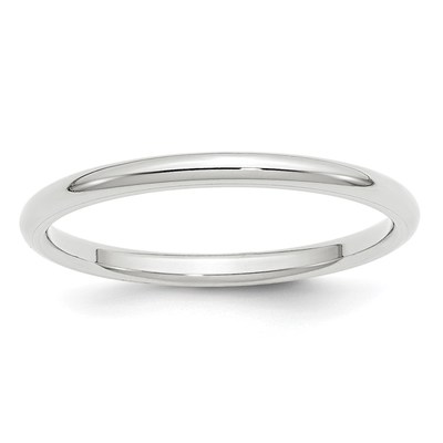 14k White Gold 2mm Standard Weight Comfort Fit Wedding Band Size 11.5