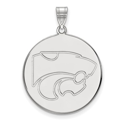 10k White Gold LogoArt Kansas State University Wildcat Extra Large Disc Pendant