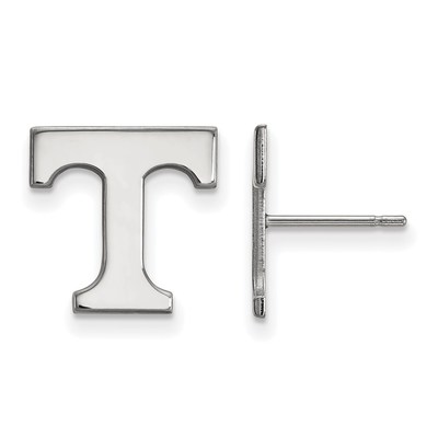 14k White Gold LogoArt University of Tennessee Letter T Small Post Earrings