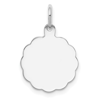 Sterling Silver Rh-plt Engraveable Polished Front/Satin Back Disc Charm