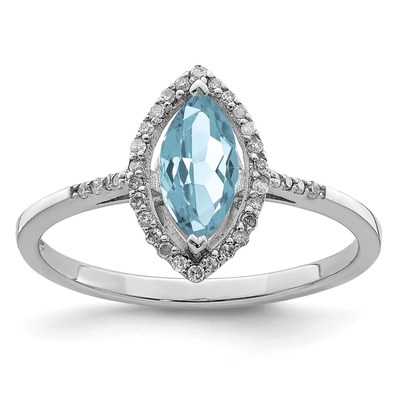 Sterling Silver Rhodium Diam. & Sky Blue Topaz Ring
