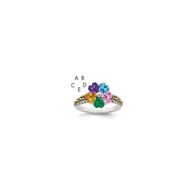 Sterling Silver Antiqued w/14k 5-stone Mother's Ring Mounting