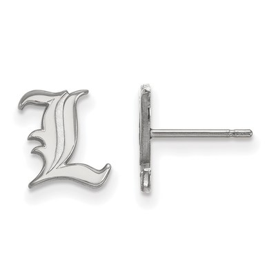 Sterling Silver Rhodium-plated LogoArt University of Louisville Letter L Extra Small Post Earrings