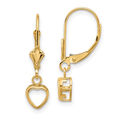 14k 5x5 Heart Leverback Earring Mounting