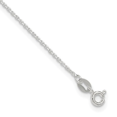 Sterling Silver 1mm Diamond-cut 9in Plus 1in ext. Anklet
