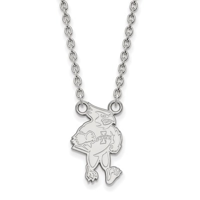 14k White Gold LogoArt Iowa State University Cardinal Large Pendant 18 inch Necklace