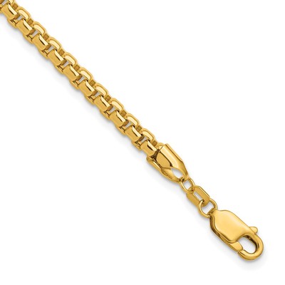 14K 7 inch 3.6mm Semi-Solid Round Box with Lobster Clasp Bracelet