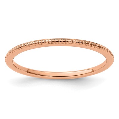 10K Rose Gold 1.2mm Beaded Stackable Band Size 7