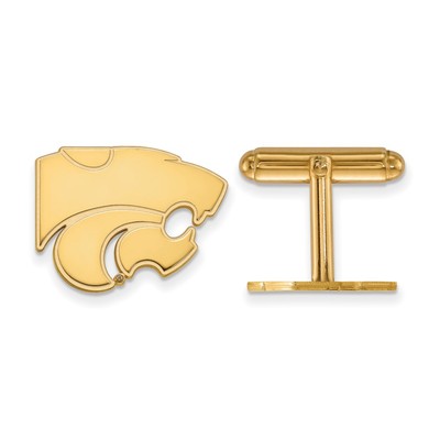 Sterling Silver Gold-plated LogoArt Kansas State University Wildcat Cuff Links