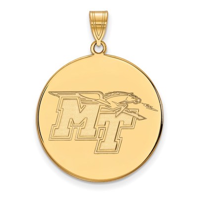 Sterling Silver Gold-plated LogoArt Middle Tennessee State University M-T Extra Large Disc Pendant