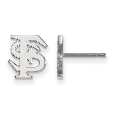 Sterling Silver Rhodium-plated LogoArt Florida State University F-S Extra Small Post Earrings