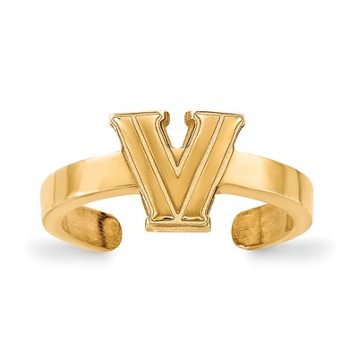 Sterling Silver Gold-plated LogoArt Villanova University Letter V Toe Ring