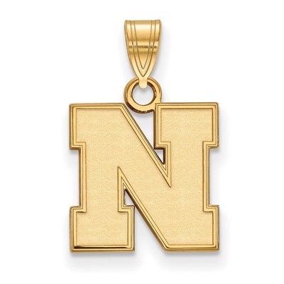 Sterling Silver Gold-plated LogoArt University of Nebraska Letter N Small Pendant