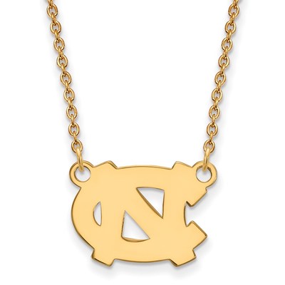 14k Gold LogoArt University of North Carolina N-C Small Pendant 18 inch Necklace