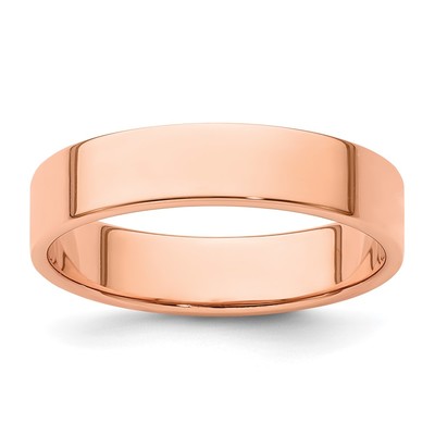 14k Rose Gold 5mm Lightweight Flat Wedding Band Size 11