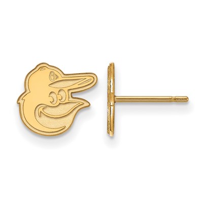 Sterling Silver Gold-plated MLB LogoArt Baltimore Orioles Extra Small Post Earrings