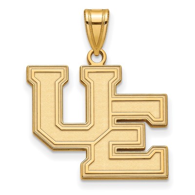 Sterling Silver Gold-plated LogoArt University of Evansville Purple Aces Large Pendant