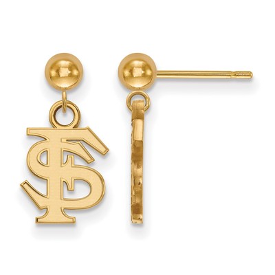 14k Gold LogoArt Florida State University F-S Dangle Ball Post Earrings