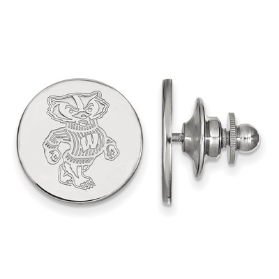 14k White Gold LogoArt University of Wisconsin Badger Lapel Pin