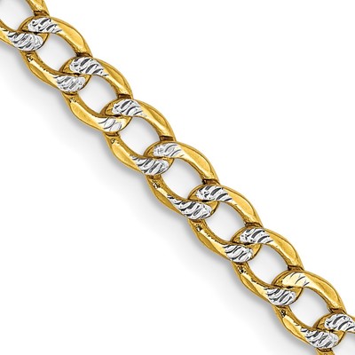 14K 18 inch 3.4mm Semi-Solid with Rhodium Pav? Curb with Lobster Clasp Chain