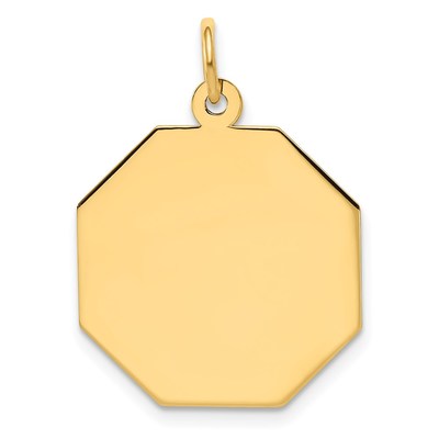14k Plain .027 Gauge Engravable Octagonal Disc Charm