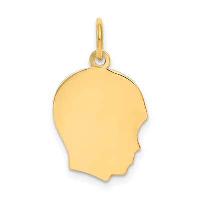 14k Plain Medium .013 Gauge Facing Right Engravable Boy Head Charm