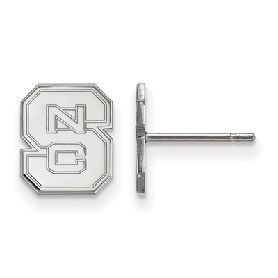 14k White Gold LogoArt North Carolina State University N-C-S Extra Small Post Earrings