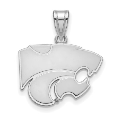 10k White Gold LogoArt Kansas State University Wildcat Medium Pendant