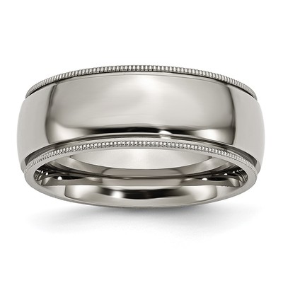 Chisel Titanium Polished 8mm Grooved and Beaded Edge Band