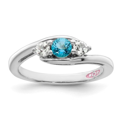 Survivor Collection Sterling Silver Rhodium-plated White and Blue Topaz Sue Ring