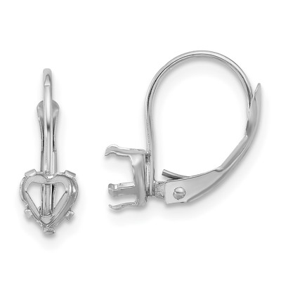 14k White Gold 5mm Heart Leverback Mounting