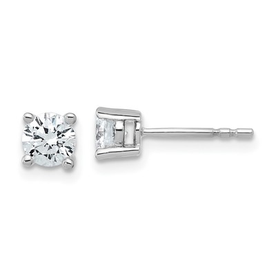 14k White Gold 3/4 ctw Lab Grown Diamond VS/SI+ G+ Round 4 Prong Heavy Wt. Stud Earrings