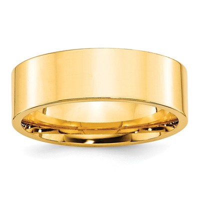 10k Yellow Gold 7mm Standard Weight Flat Comfort Fit Wedding Band Size 10