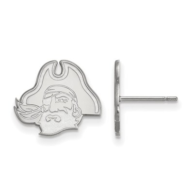 Sterling Silver Rhodium-plated LogoArt East Carolina University Pirate Small Post Earrings
