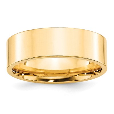 14k Yellow Gold 7mm Standard Weight Flat Comfort Fit Wedding Band Size 13.5