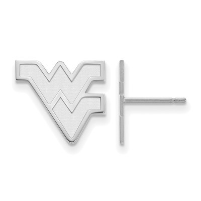 10k White Gold LogoArt West Virginia University W-V Small Post Earrings