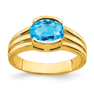 14k 8x6mm Oval Blue Topaz ring
