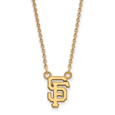 10k Gold MLB LogoArt San Francisco Giants Letters S-F Small Pendant 18 inch Necklace