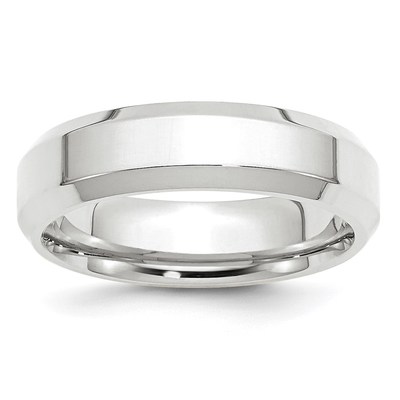14k White Gold 6mm Beveled Edge Comfort Fit Wedding Band Size 11.5