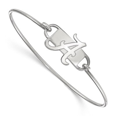 Sterling Silver Rhodium-plated LogoArt University of Alabama Letter A Medium Center 7 inch Wire Bangle