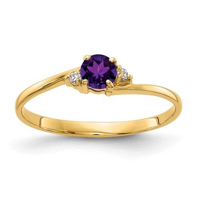 14k 4mm Amethyst VS Diamond ring