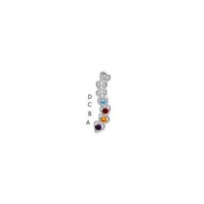14k White Gold 4 Synthetic Stone Family Pendant