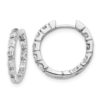 14k White Gold A Diamond Hinged Hoop Earrings