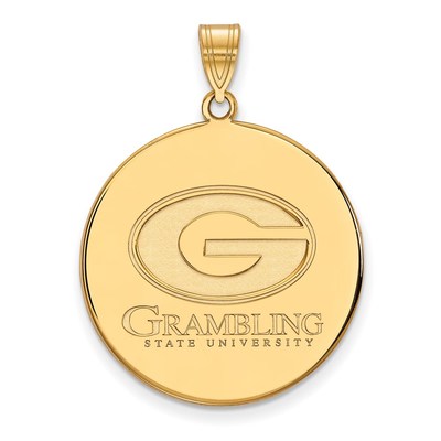 Sterling Silver Gold-plated LogoArt Grambling State University Extra Large Disc Pendant