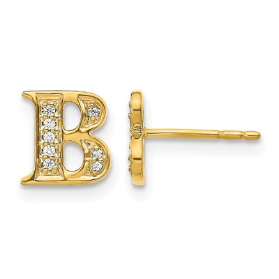 14k Diamond Initial B Earrings