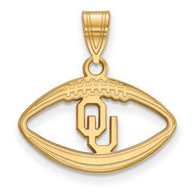 Sterling Silver Gold-plated LogoArt University of Oklahoma O-U Football Pendant