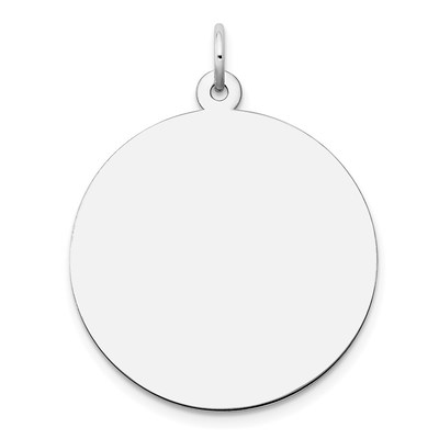 14k White Gold Plain .018 Gauge Round Engravable Disc Charm