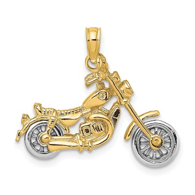 14k Two-tone 3-D Moveable Motorcycle Charm