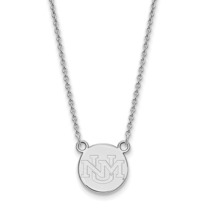 14k White Gold LogoArt University of New Mexico Small Pendant 18 inch Necklace