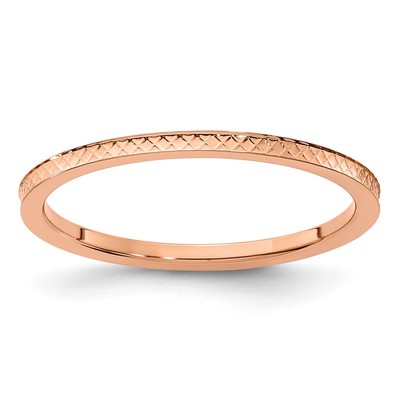 10K Rose Gold 1.2mm Criss-Cross Pattern Stackable Band Size 8